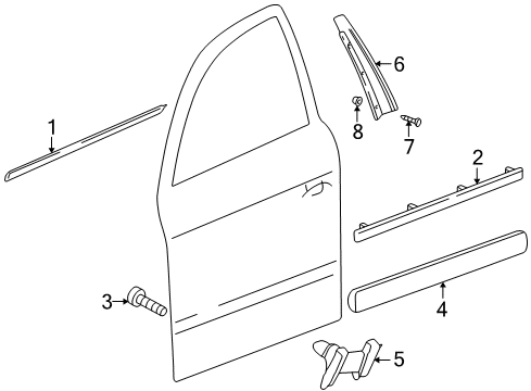 1999 Volkswagen Passat Exterior Trim - Front Door Diagram