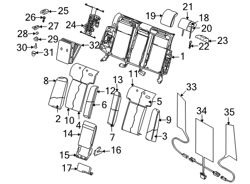 2004 Volkswagen Phaeton Rear Seat Components Diagram 5