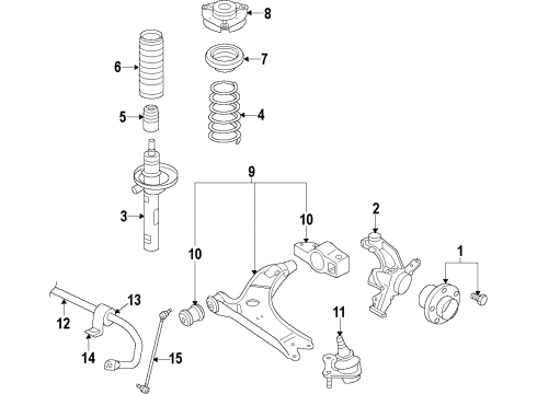 2011 Volkswagen Eos Front Suspension Components Diagram