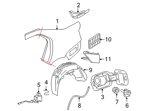 2009 Volkswagen Jetta Quarter Panel & Components Diagram