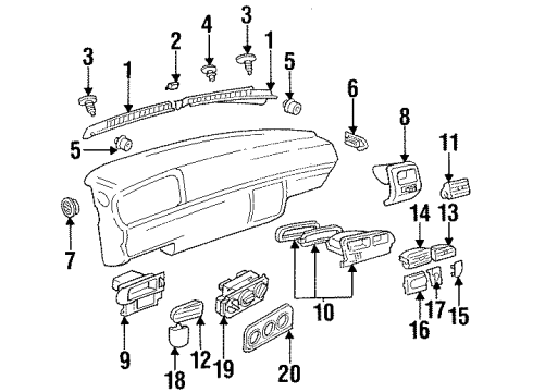 1999 Volkswagen Cabrio Defroster Grille Diagram for 1H1-819-705-S11