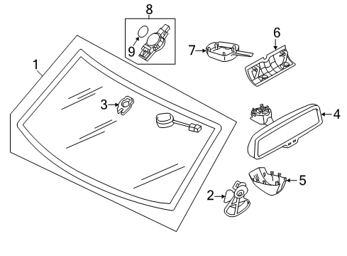 2012 Volkswagen Touareg Glass - Windshield Diagram 2