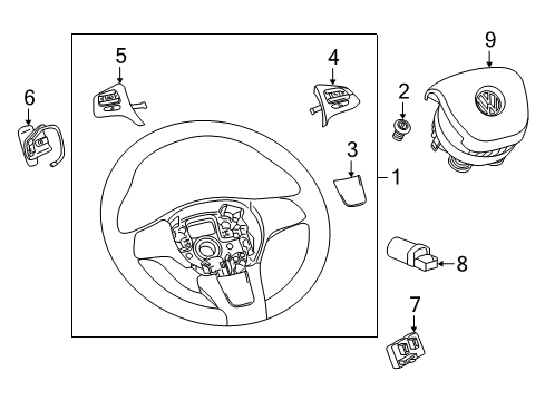 2016 Volkswagen Touareg Steering Wheel & Trim Diagram