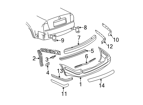 2002 Volkswagen Passat Bumper & Components - Rear Diagram