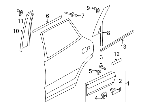 2012 Volkswagen Touareg Exterior Trim - Rear Door Diagram