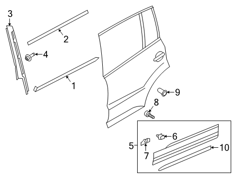 2021 Volkswagen Tiguan Exterior Trim - Rear Door Diagram