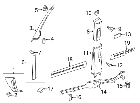 2012 Volkswagen Jetta Interior Trim - Pillars Diagram