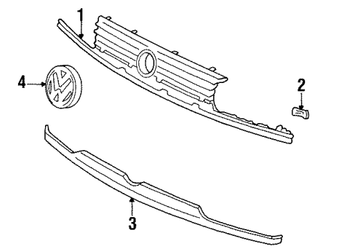 1994 Volkswagen Jetta Grille & Components Diagram
