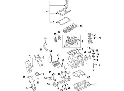 2015 Volkswagen Golf Pistons, Rings & Bearings Diagram 2