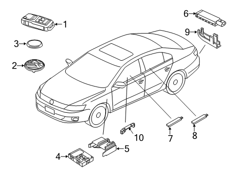 2012 Volkswagen Jetta Keyless Entry Components Diagram