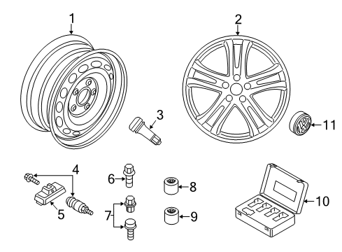 2013 Volkswagen Tiguan Wheel Covers & Trim Diagram 3