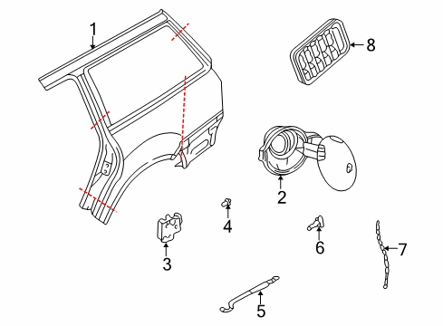 2001 Volkswagen Passat Quarter Panel & Components Diagram 4