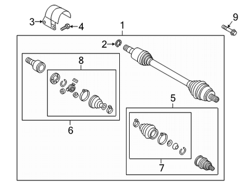 2020 Volkswagen Golf Drive Axles - Front Diagram