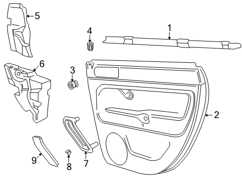 1999 Volkswagen Passat Interior Trim - Rear Door Diagram