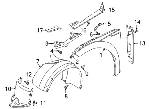 2023 Volkswagen Arteon Fender & Components Diagram