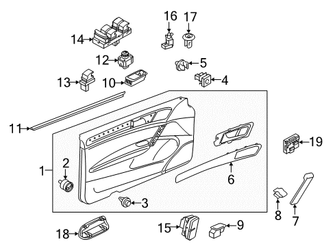 2021 Volkswagen GTI Interior Trim - Front Door Diagram