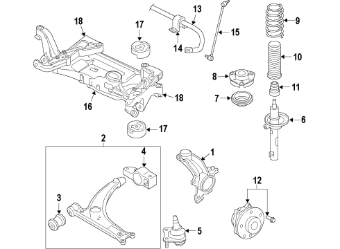 2008 Volkswagen R32 Front Suspension Components Diagram