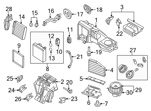 2014 Volkswagen CC A/C Evaporator & Heater Components Diagram