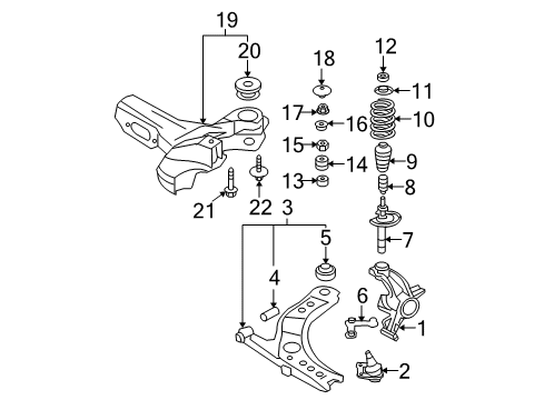 2000 Volkswagen Beetle Front Suspension Components Diagram