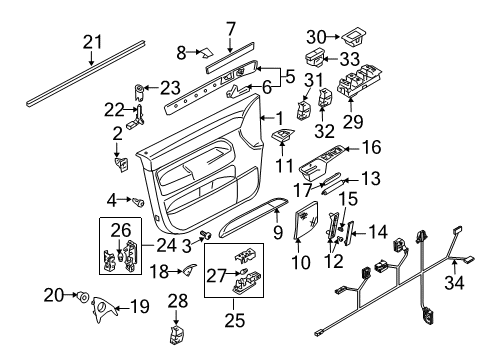 2008 Volkswagen Touareg Interior Trim - Front Door Diagram