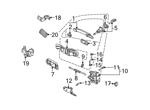 2002 Volkswagen Golf Front Door - Lock & Hardware Diagram