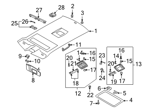 2004 Volkswagen Phaeton Interior Trim - Roof Diagram
