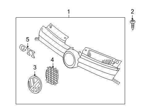 2012 Volkswagen GTI Grille & Components Diagram