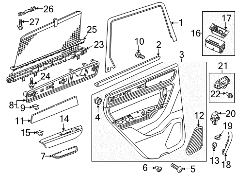 2016 Volkswagen Touareg Interior Trim - Rear Door Diagram