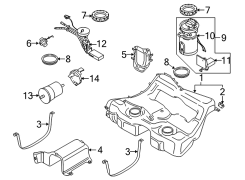 2004 Volkswagen Golf Fuel Tank Diagram for 1J0-201-060-DE