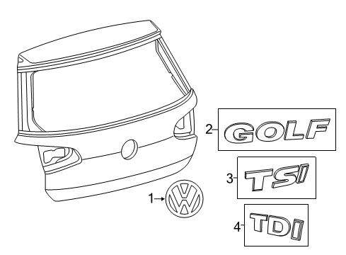 2017 Volkswagen Golf SportWagen Exterior Trim - Lift Gate Diagram