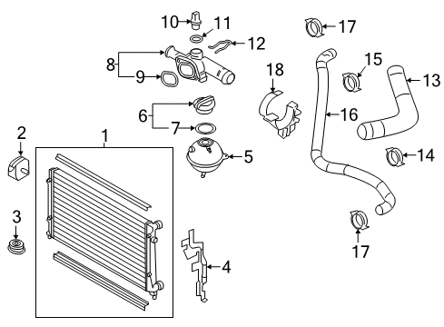 2011 Volkswagen Jetta Radiator & Components Diagram