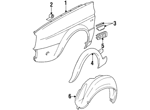 1990 Volkswagen Jetta Fender & Components Diagram