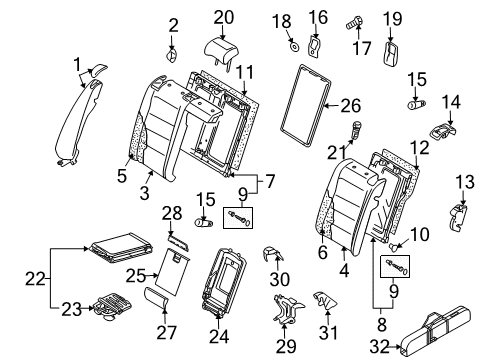 2010 Volkswagen Jetta Rear Seat Components Diagram
