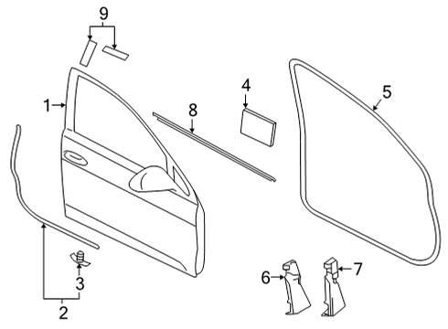2020 Volkswagen Golf Door & Components Diagram