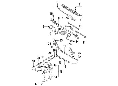 1998 Volkswagen Golf Wiper & Washer Components Diagram