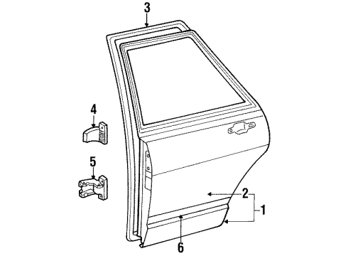 1987 Volkswagen Fox Exterior Trim - Rear Door Diagram