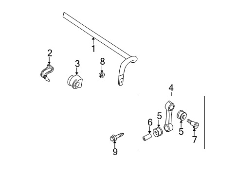 2000 Volkswagen Golf Stabilizer Bar & Components Diagram 2