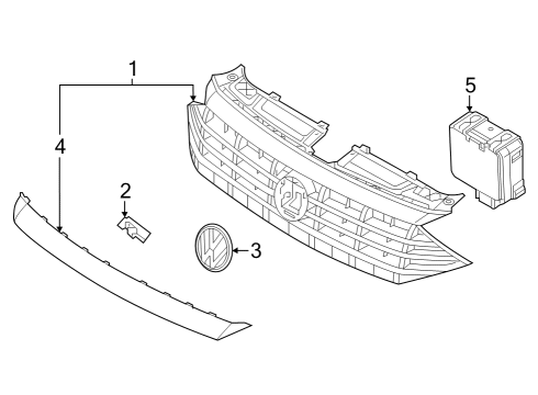 2024 Volkswagen Jetta Grille & Components Diagram