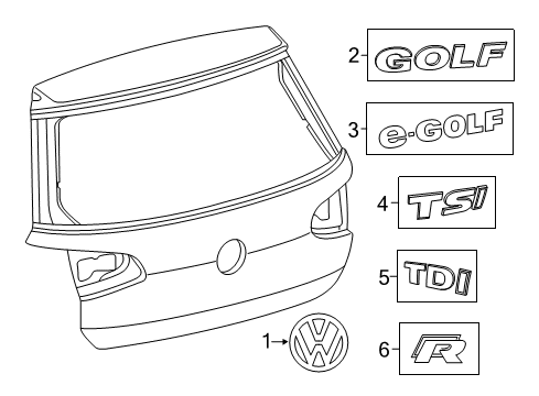 2017 Volkswagen Golf Exterior Trim - Lift Gate Diagram