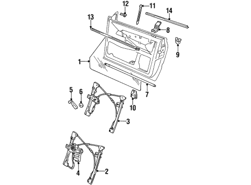 1997 Volkswagen Cabrio Glass - Door Diagram
