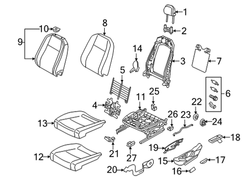 2021 Volkswagen Atlas Cross Sport Driver Seat Components Diagram 2