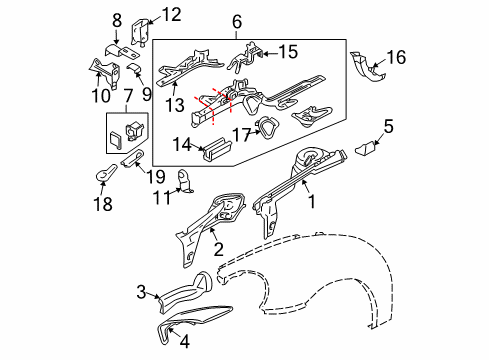 2001 Volkswagen Beetle Structural Components & Rails