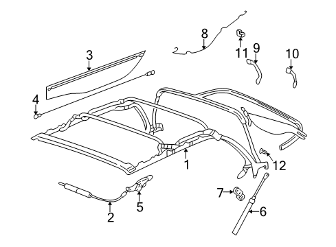 1999 Volkswagen Cabrio Frame & Components - Convertible Top Diagram