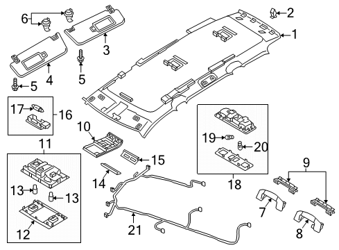 2022 Volkswagen Atlas Interior Trim - Roof Diagram 2
