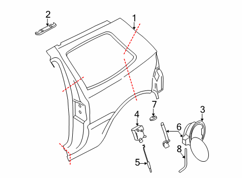 2002 Volkswagen Golf Quarter Panel & Components Diagram