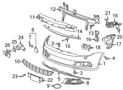 2013 Volkswagen Eos Bumper & Components - Front Diagram