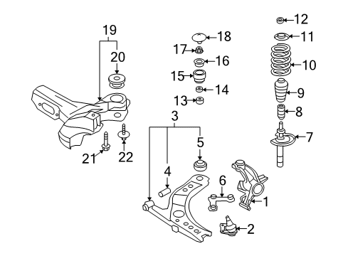 2008 Volkswagen Beetle Front Suspension Components Diagram 2