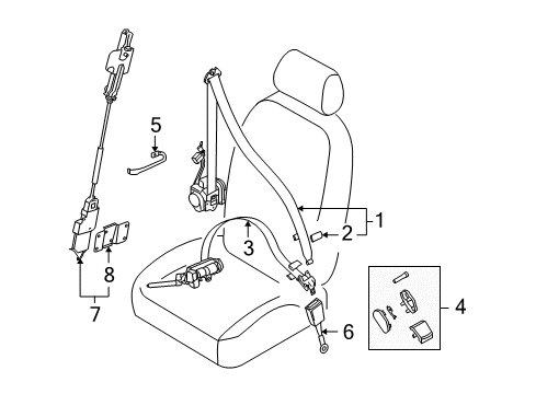 2004 Volkswagen Phaeton Front Seat Belts Diagram