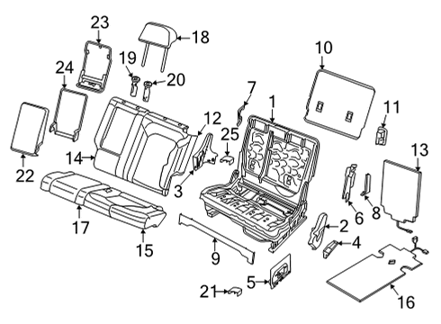 2025 Volkswagen Atlas Cross Sport Rear Seat Components Diagram 2