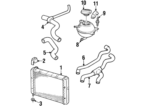1990 Volkswagen Passat Radiator & Components Diagram